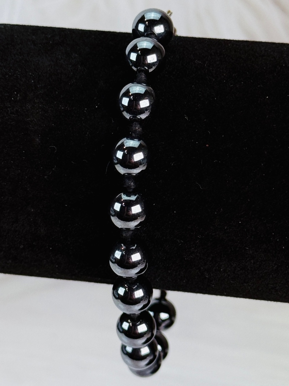 Vintage weighted, black gunmetal knotted inbetween bead bracelet